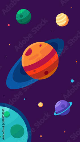 solar system planets orbit flat vector