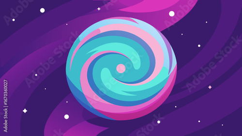 flat abstract galaxy swirl background in neon pastel