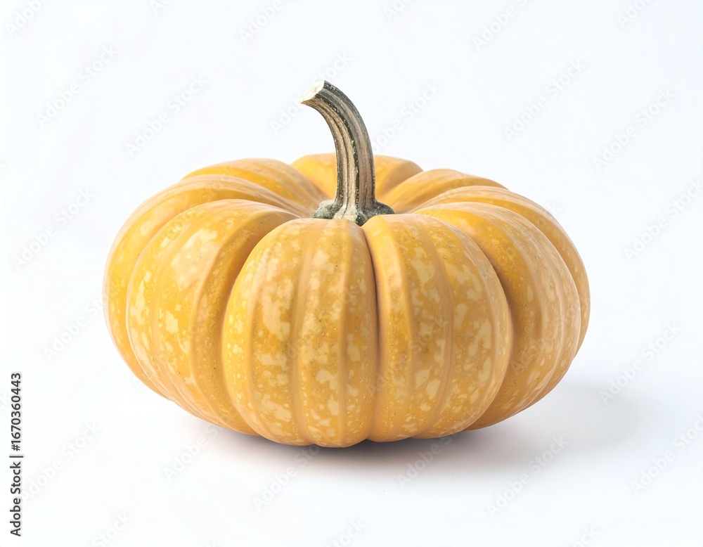 Obraz premium Fresh yellow pumpkin on a white background.
