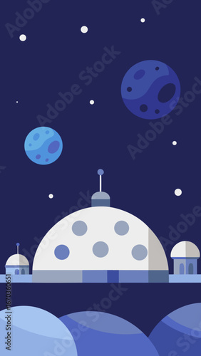 futuristic moon colony background eco domes