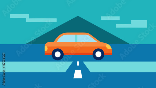 flat minimal self driving car background