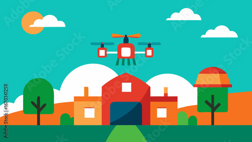 flat modern eco farm background