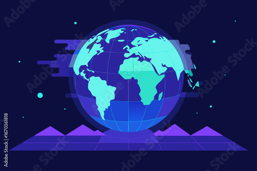 mars dome colony futuristic flat vector background
