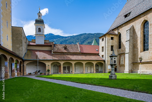 Brixen, Bressanone city. View on the grand place with the cathedral and St. Michael church. sunny summer view. Photo for tourist brochure, publicity. City in south Tyrol.