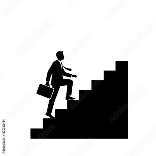 Black silhouette icon of a corporate professional hailing a taxi.
