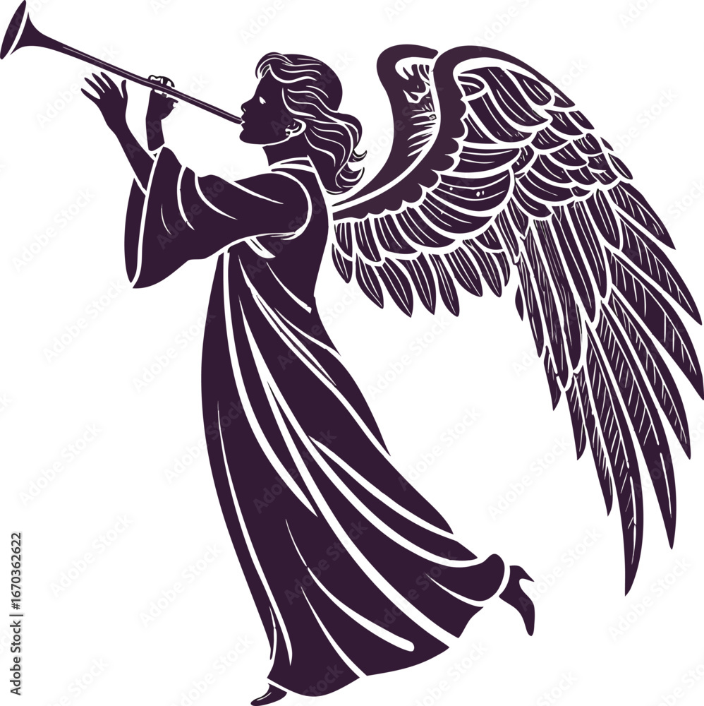 Naklejka premium Vector illustration of a cartoon angel woman in a dress
