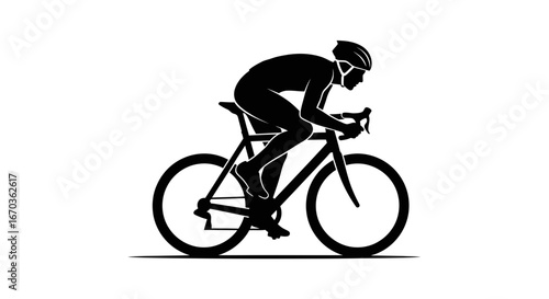 Black silhouette icon of a cyclist leaning forward on a road bike.