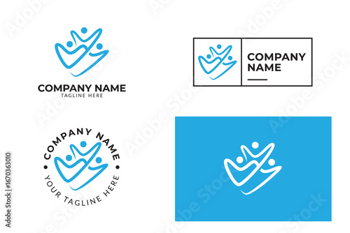 Abstract people logo design icon template. Set of abstract people, community, family and child care logo