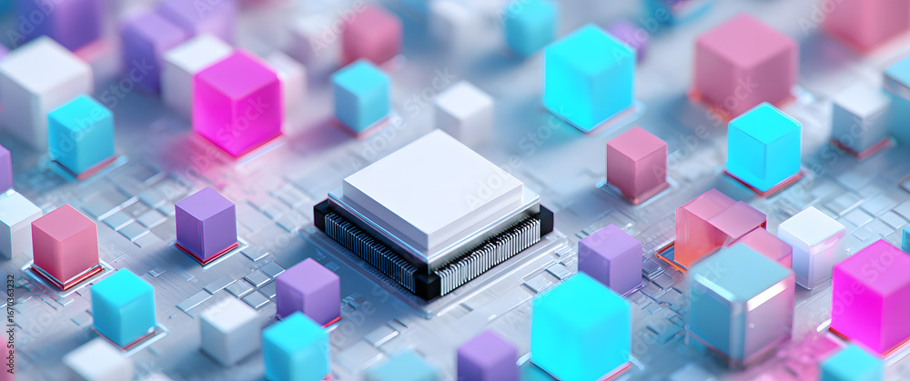 Fototapeta premium Chip in colored blocks