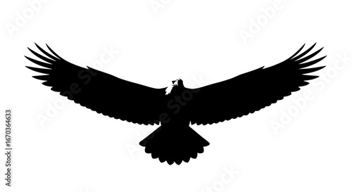 Black silhouette icon of a majestic eagle soaring.