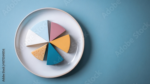 Plate divided into pie chart slices, business distribution Free Download Plate divided into pie chart slices, business distribution - GFXLoad