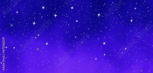 Cute watercolor purple night sky, simple stars, galaxy, background