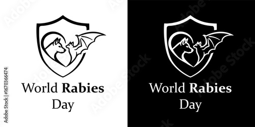 Protecting against rabies, a shield graphic symbolizes animal health awareness.
