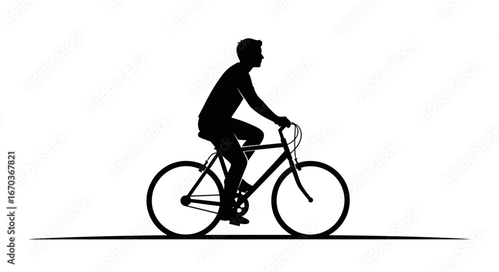 Fototapeta premium Black silhouette icon of a person riding a bicycle.