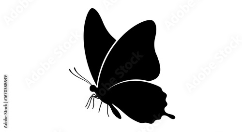 Black silhouette icon of a butterfly perched with wings open.