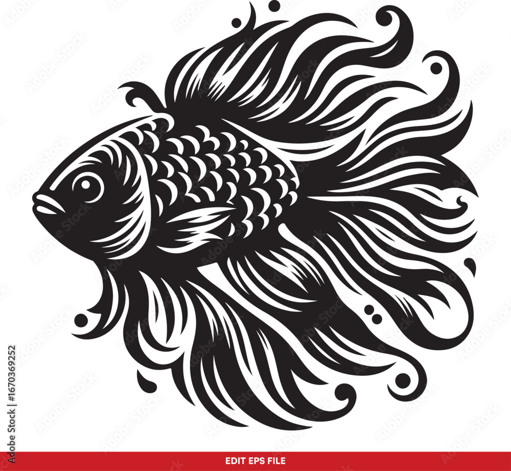 Obraz premium Stylized Betta Fish Vector Illustration