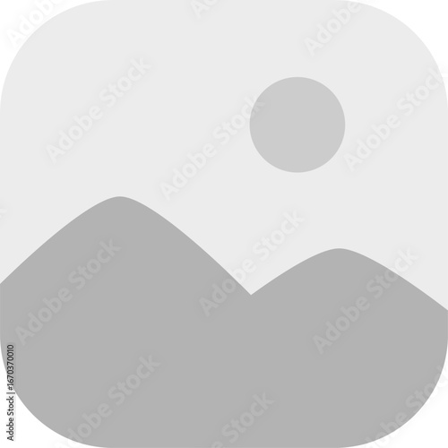Gray Image Placeholder Icon with Mountain Silhouette. Default Photo Template for Web Interface.