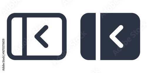 Hide sidebar, Collapse sidebar or Toggle sidebar simple icons set designed in filled, outline, line and stroke style