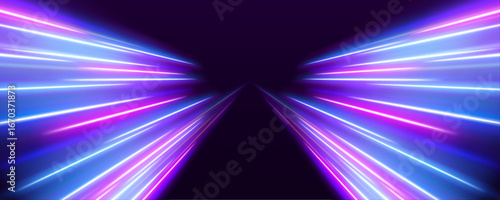 Dynamic motion and glowing light trails represent the future of data transmission technologies. These visuals showcase the growing potential of 5G networks and the power of high-speed wireless.	