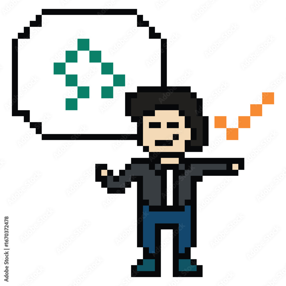 Obraz premium Cartoon pixel art character man exercises training aerobic dance lifestyle music decoration life style 8 bit male boy dance with music game 8bit fitness isolated PNG vector.