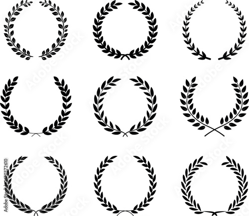 Black and White Laurel wreath vector art collection