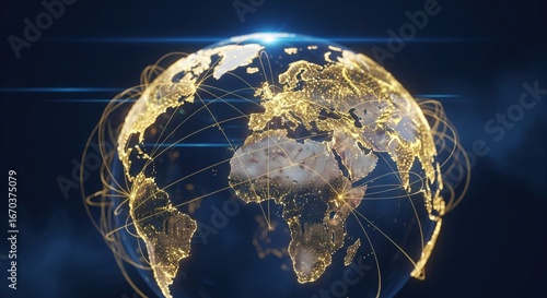 Fototapeta Naklejka Na Ścianę i Meble -  Worldwide network connection, digital art illustration