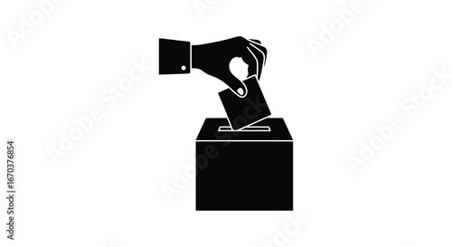 A hand putting a ballot into a box for voting