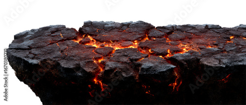 Lava Fissure Eruption with Elemental Effect Display Isolate on Transparent Background, cutout, png