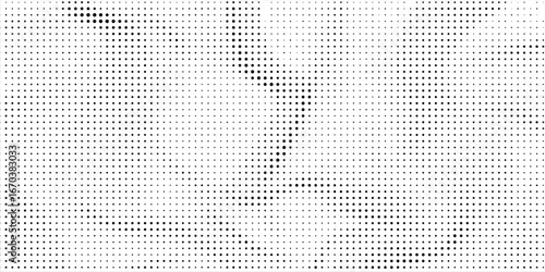 Flowing dots particles wave pattern halftone gradient curve shape isolated on white background