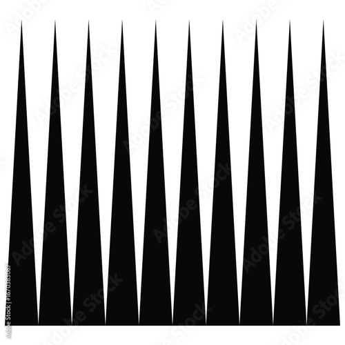 Sharp, pointed, black spikes arranged in a symmetrical pattern against a white background