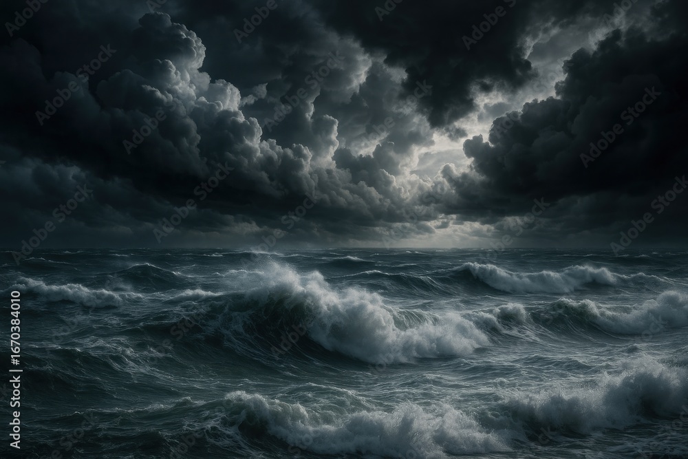 Obraz premium Dramatic stormy ocean waves
