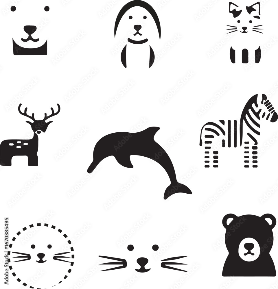 Fototapeta premium set of funny animals,Set of animal faces