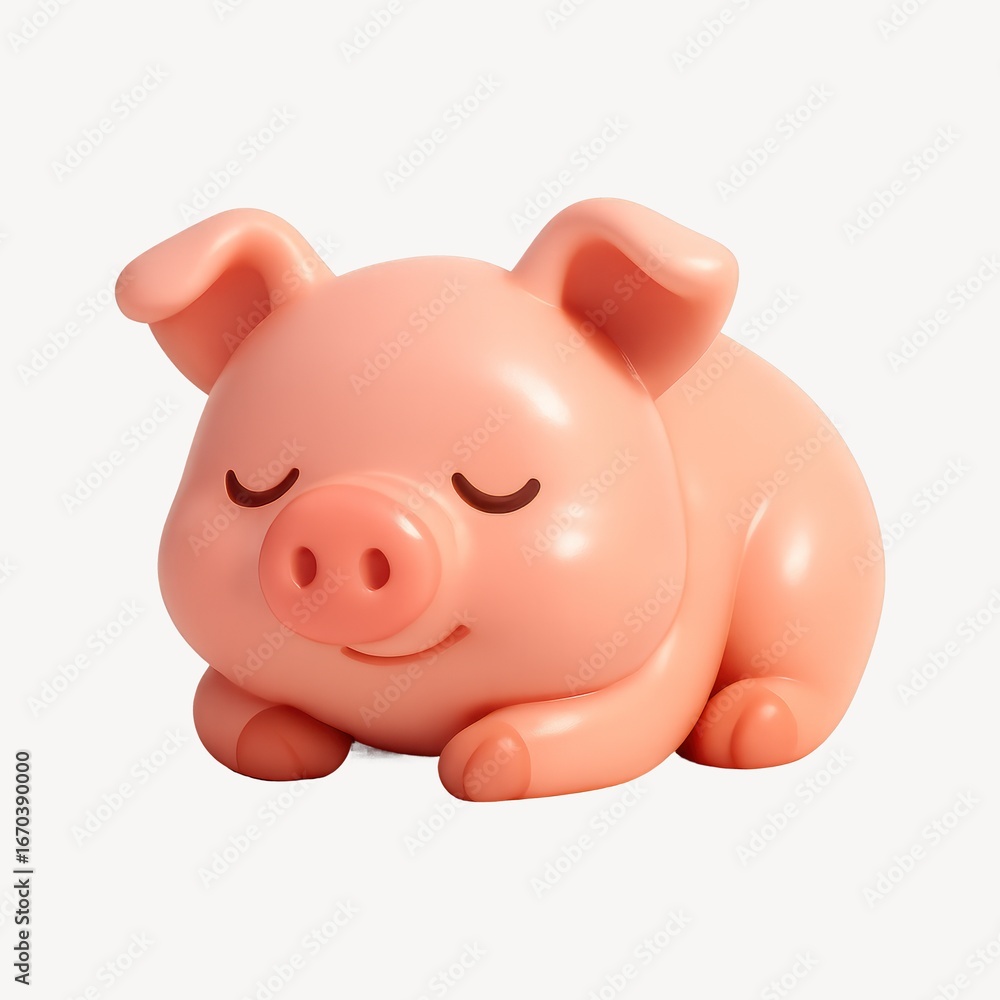 Fototapeta premium Cute sleeping pig illustration