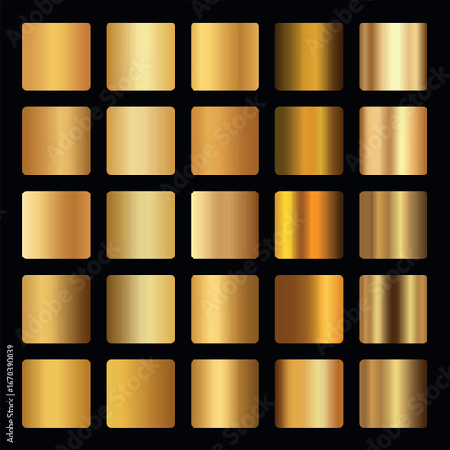 Metallic gold gradients set. Golden gradients 