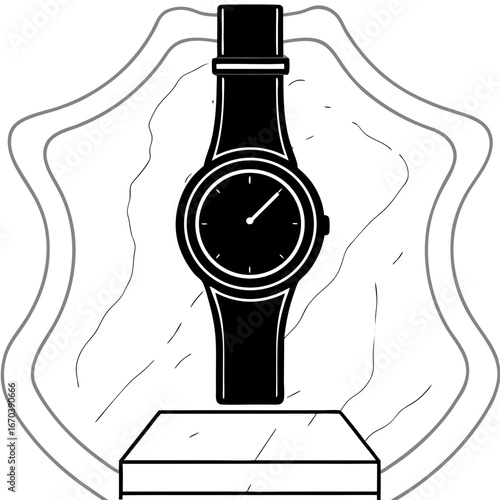 “Elegant wristwatch placed on a marble surface, luxury feel”