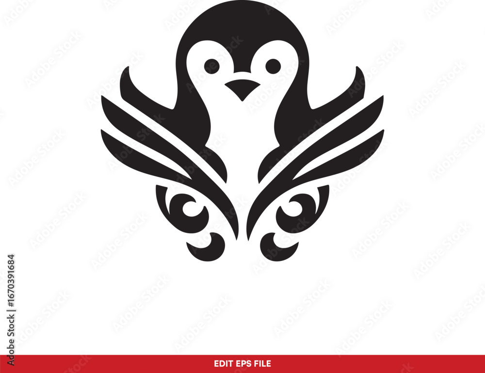 Fototapeta premium Stylized Penguin Vector Logo Design