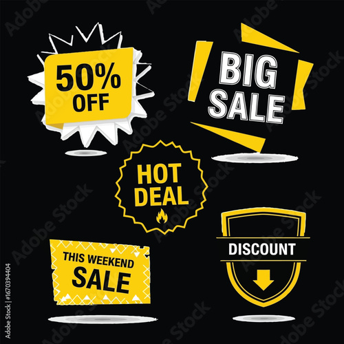 set of vector sale labels