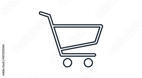Simple outline drawing of a shopping cart.