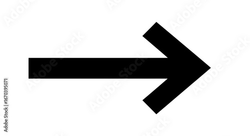 Simple black arrow pointing right for navigation or direction, use this graphic element to enhance presentations, designs, or digital content with a clear directional cue