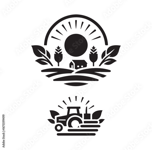 farming logo and black color silhouette