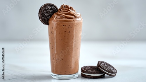 Creamy Chocolate Shake with Cookies and Whipped Topping