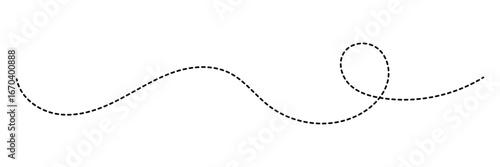 Abstract Dotted Swirl Line. Abstract Curved Dotted Line. Hand Drawn Divider and Border squiggle line Design. Long Curly Dotted Line