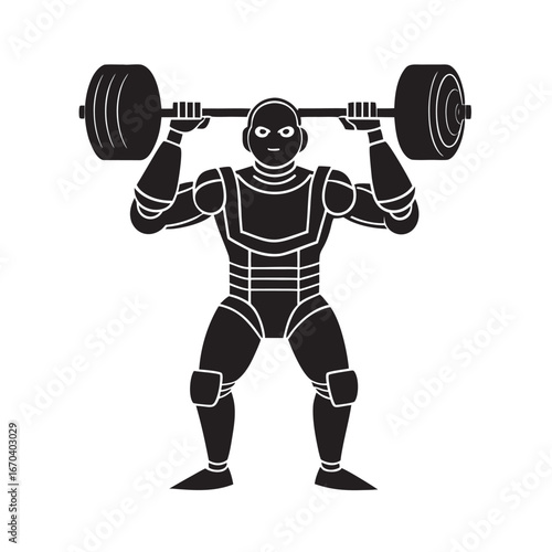 Worker With Robotic Exoskeleton Suit Silhouette Illustration