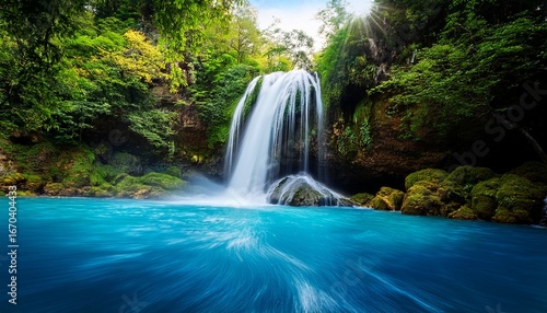 waterfall in the forest blue natural water source