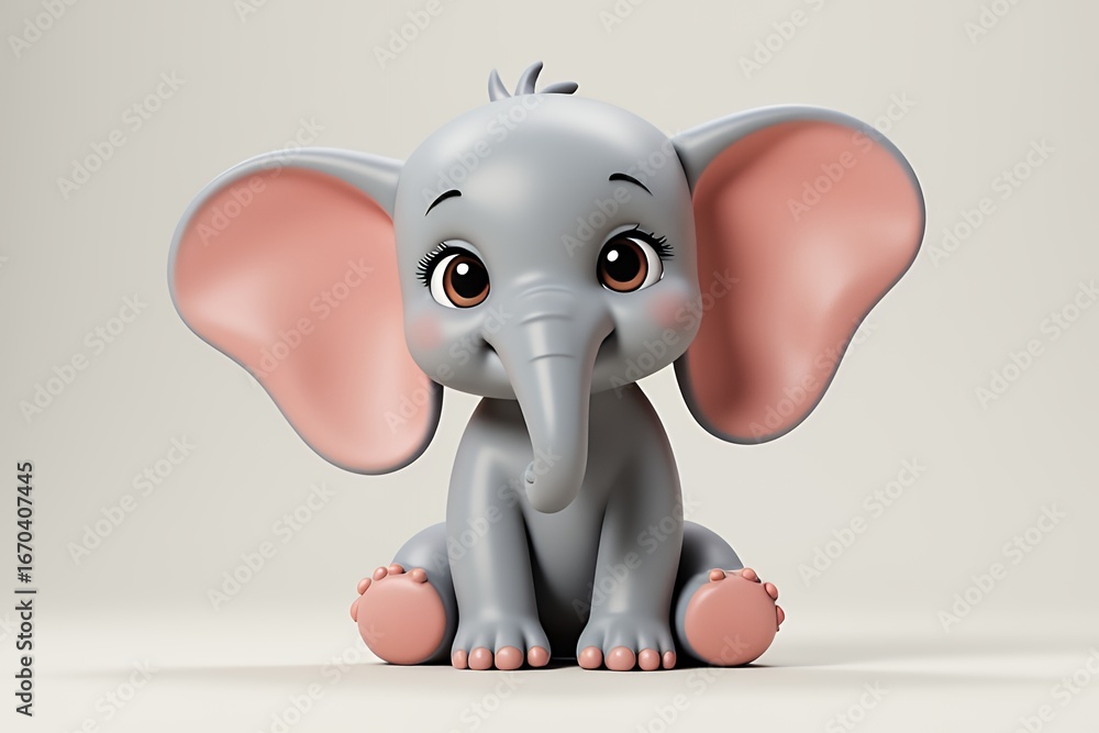 Fototapeta premium Adorable 3D Render of a Baby Elephant