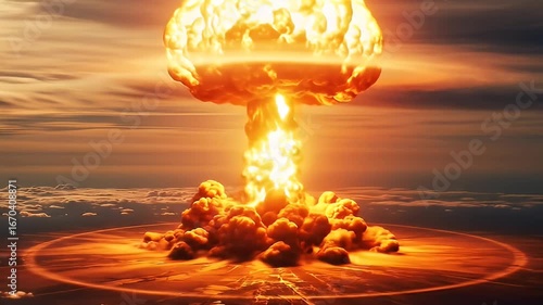massive nuclear explosion mushroom cloud destruction