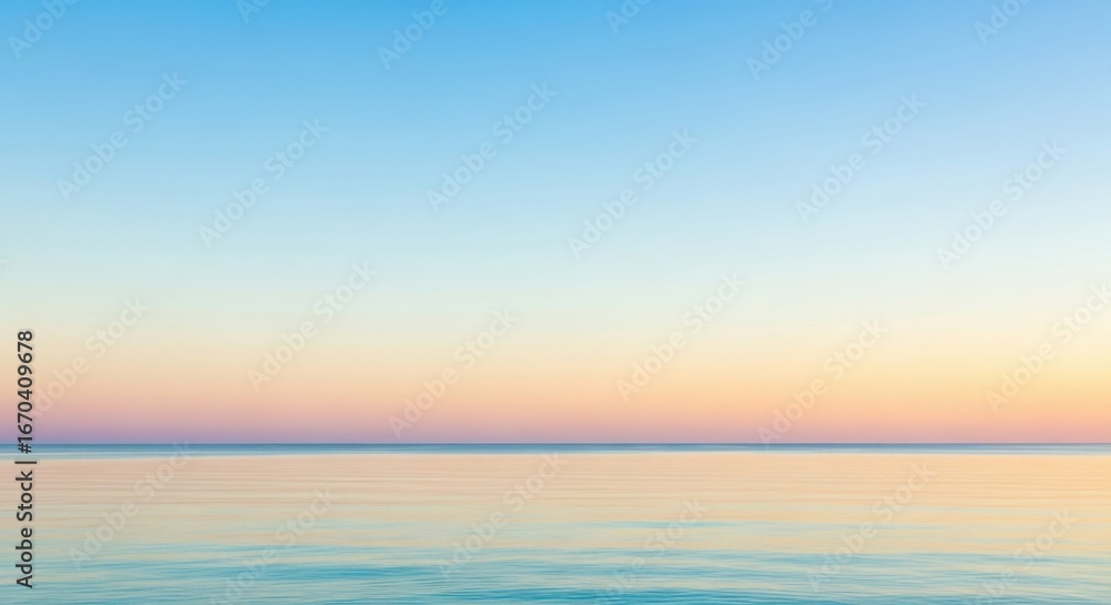 Fototapeta premium Serene Ocean Horizon at Sunrise with Pastel Sky