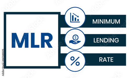 MLR, Minimum Lending Rate acronym. Concept with keywords, people and icons. Flat vector illustration. Isolated on white background.