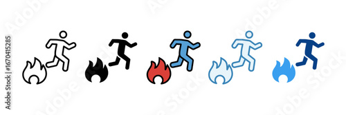 Fire Evacuation  Icon Set Multiple Style Collection