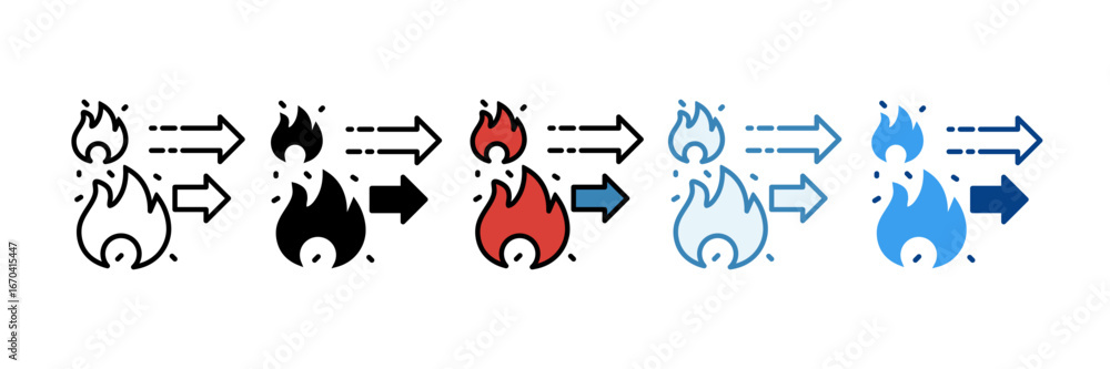 Fototapeta premium Wildfire Evacuation Icon Set Multiple Style Collection